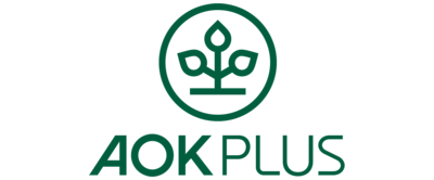 Logo of AOK PLUS. Die Gesundheitskasse für Sachsen und Thüringen.